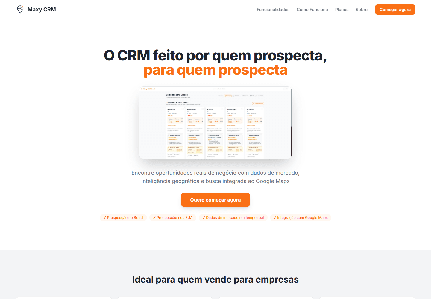 Imagem inicial do projeto CRM Maxy