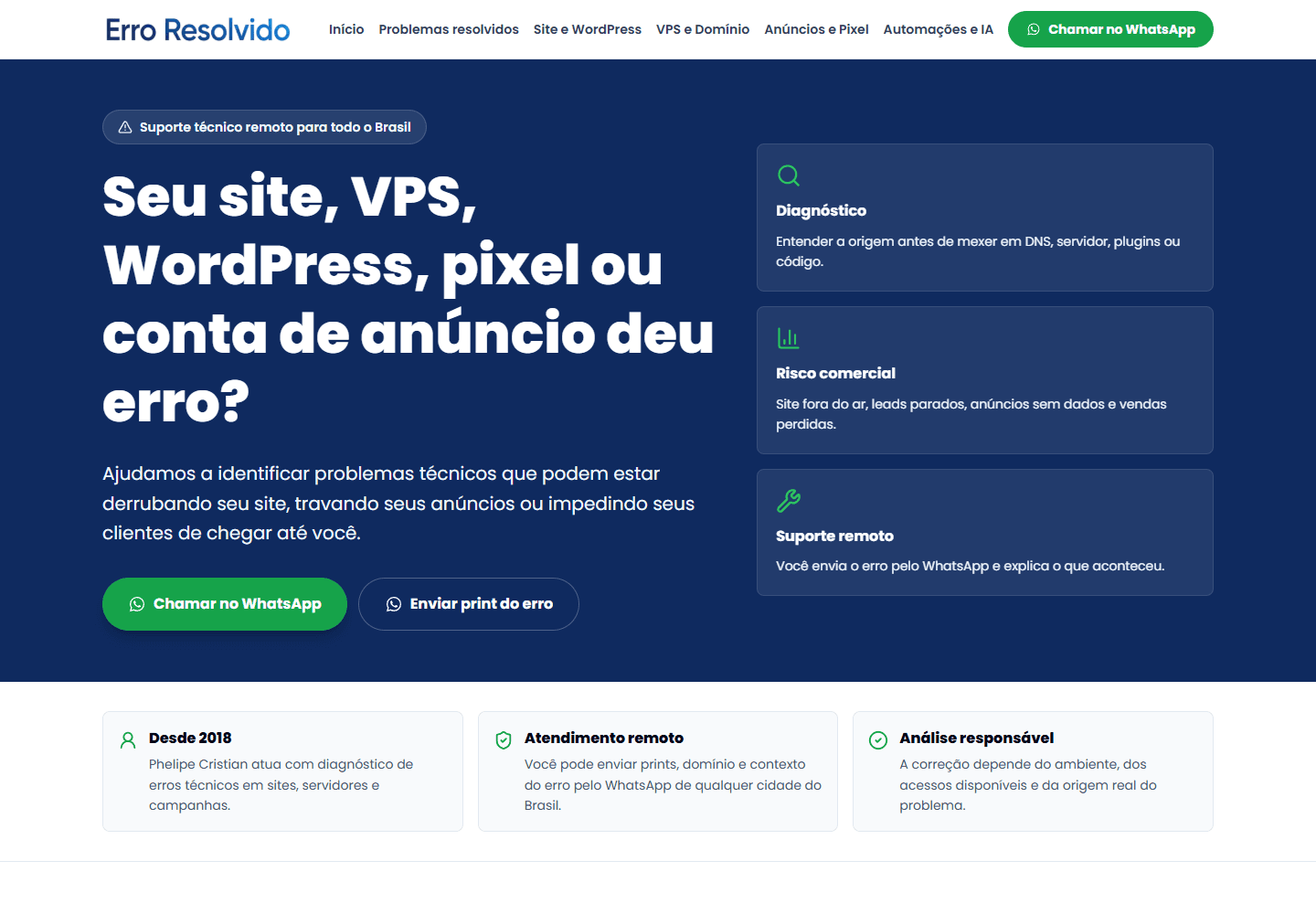 Imagem inicial do projeto Erro Resolvido